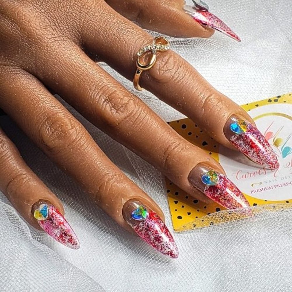 " All My Heart Set " Press on Nails- Size Large